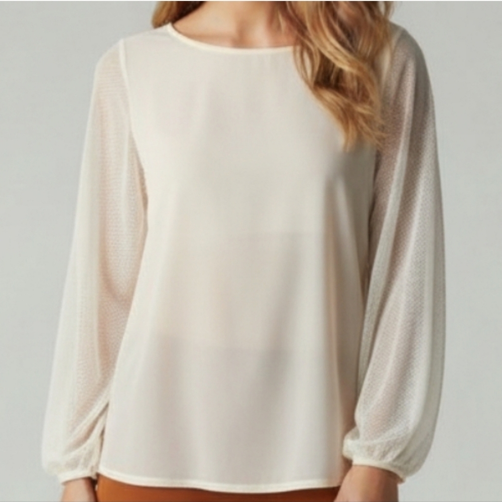 ANTTHONY Original Creme Blouse with Long Bishop Sleeves Size 1X